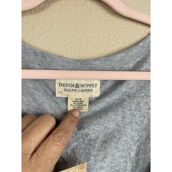 DENIM&SUPPLY RALPH LAUREN Silver SEQUIN T Shirt Women Size XL Holiday Metallic - Picture 6 of 10